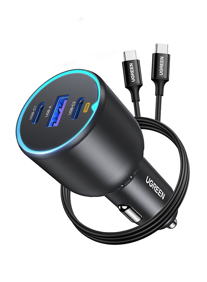 130W Super Fast Car Charger Fast Charging 3-Port USB Car Power Adapter With 100W USB C Cable Car Fast Charger Plug for Steam Deck