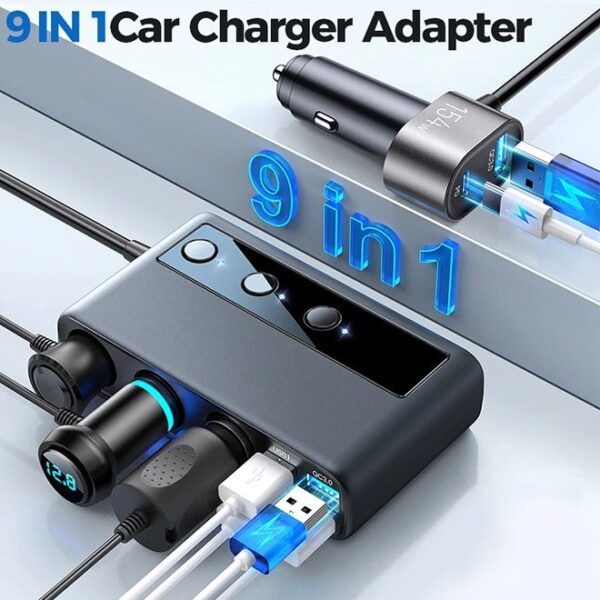 154 W 9 in 1 Car Charger Adapter  Lighter Charger