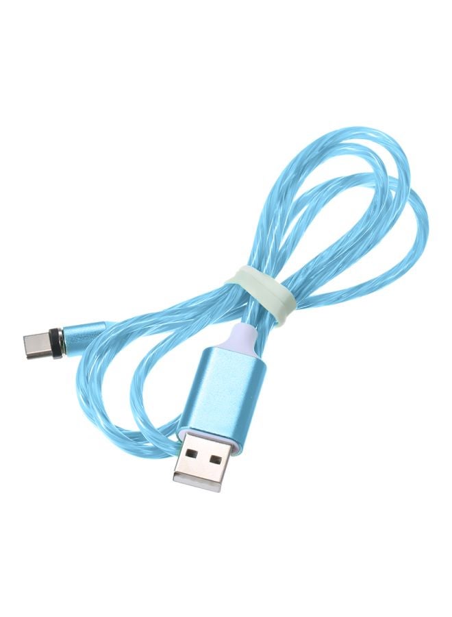 3-In-1 Lightning Micro USB Type-C LED Data Sync Charging Cable With Dust Plug Blue