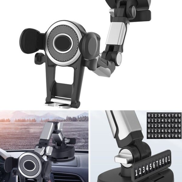 3-In-1 Phone Holder Mount for Car Dashboard Windshield 360 Degree Rotation Dashboard Car Clip Mount Stand Phone Holder Suitable for All Cell Phone Automobile Interior