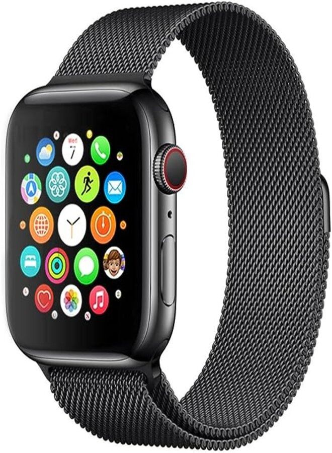 BRANDTECH Brandtech for Apple Watch Band 49mm 45mm 44mm 42mm Stainless Steel Metal Strap Black