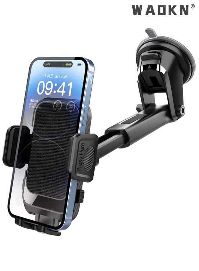 Car Phone Holder for Dashboard/Windshield Mobile Holder for Car with Suction Cup Car Mobile Holder Dashboard Car Mount for Mobile Compatible with iPhone 13/14/15 Pro Max Galaxy S23/S24 Ultra Black