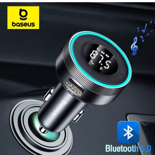 FM Transmitter Modulator Car Wireless Bluetooth 5.0 USB Fast Charger Auto Aux Radio Mp3 Player Music Hands Free Car Kit Compatible For All Type Of Vehicle Black