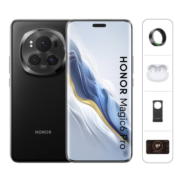 Honor Magic 6 Pro 5G Dual SIM Black 12GB RAM 512GB With Magic Health Ring+ X5 Pro Earbuds+ Premium Cover+ VIP Care Service - Middle East Version