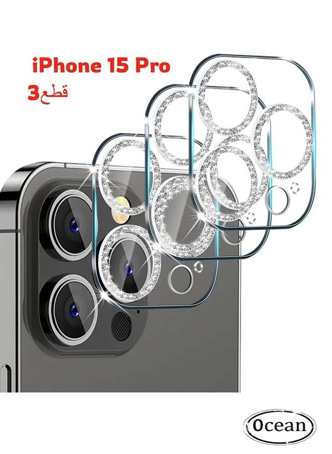 Pack Of 3 Compatible For 15 Pro Max/iPhone 15 Pro Camera Lens Protector 9H Tempered Glass Cover