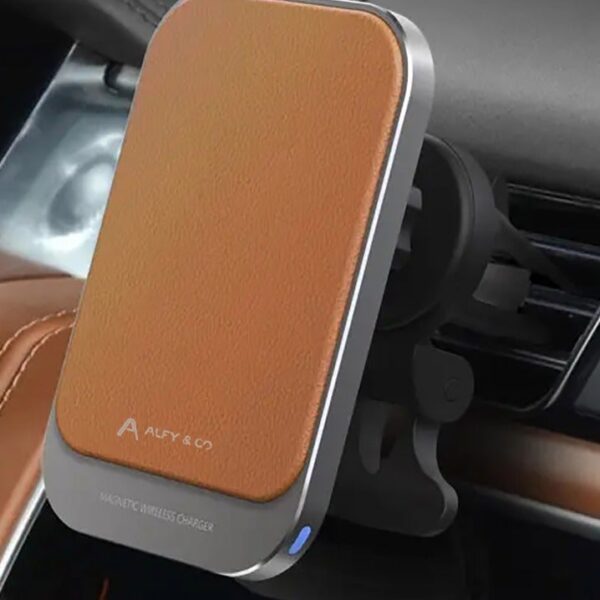 Premium 15W Magnetic Wireless Charger MagSafe Leather Car Holder