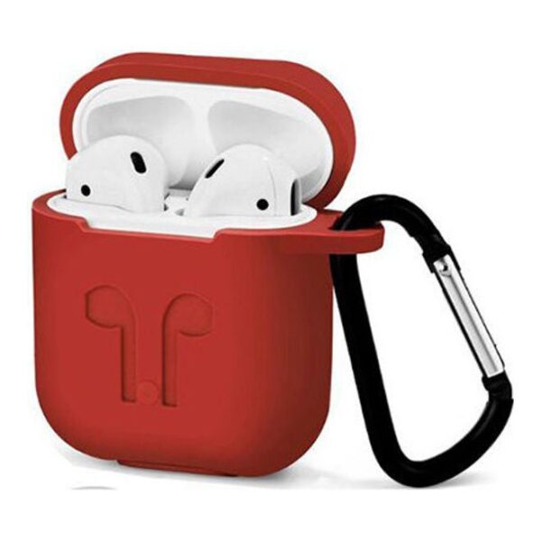 Soft Silicone Cover Protector With Dust Plug Anti-Lost Strap For Apple AirPods  Accessories Red