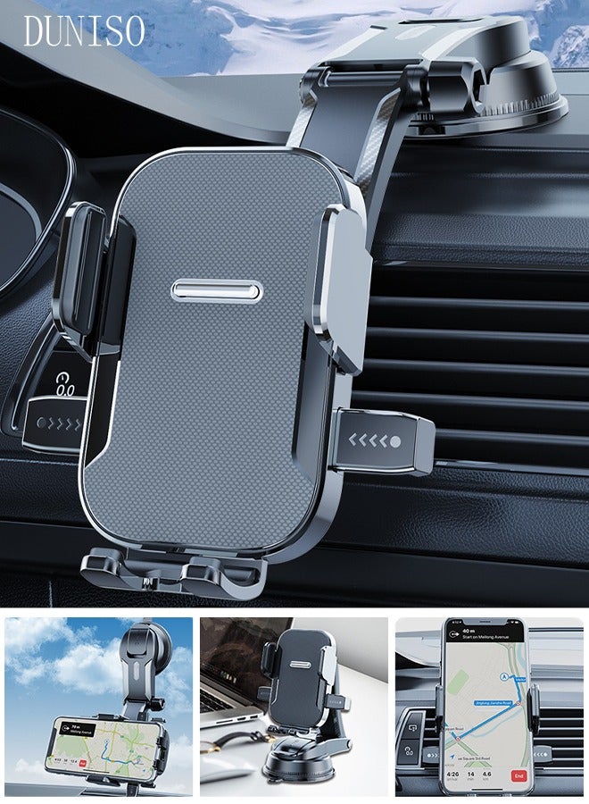 Universal Phone Holder for Car Powerful Suction Hands-Free Cell Phone Mount Car Phone Holder for Car Dashboard Windshield Air Vent Compatible for All Smartphones