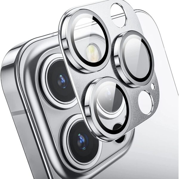 iPhone 14 Pro/14 Pro Max - Silver - Aluminium Camera Lens Protector【Case Friendly】Ultra-thin