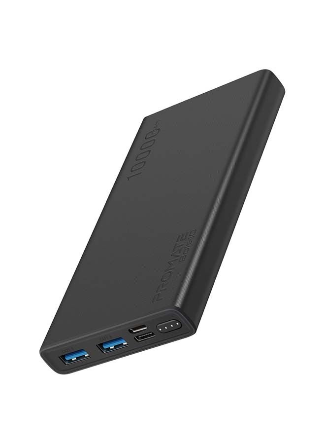 10000 mAh 10000mAh Compact Smart Charging Power Bank with Dual USB Output Black