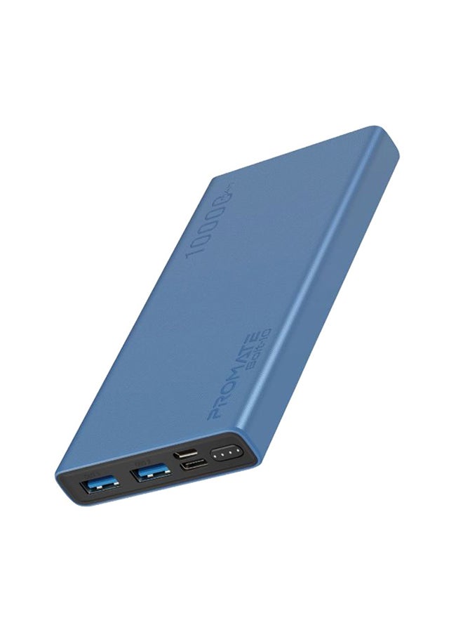 10000 mAh 10000mAh Compact Smart Charging Power Bank with Dual USB Output Blue