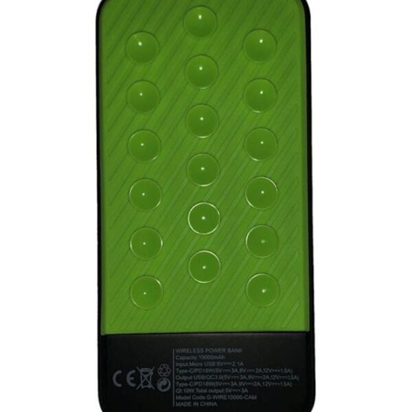 10000 mAh LUX Wireless QI Power Bank Type C 18 watt Black/Green