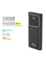 10000mAh Super Fast Charging With Dual USB Output Type C In-out & Micro Input With LED Display Power Bank - Black