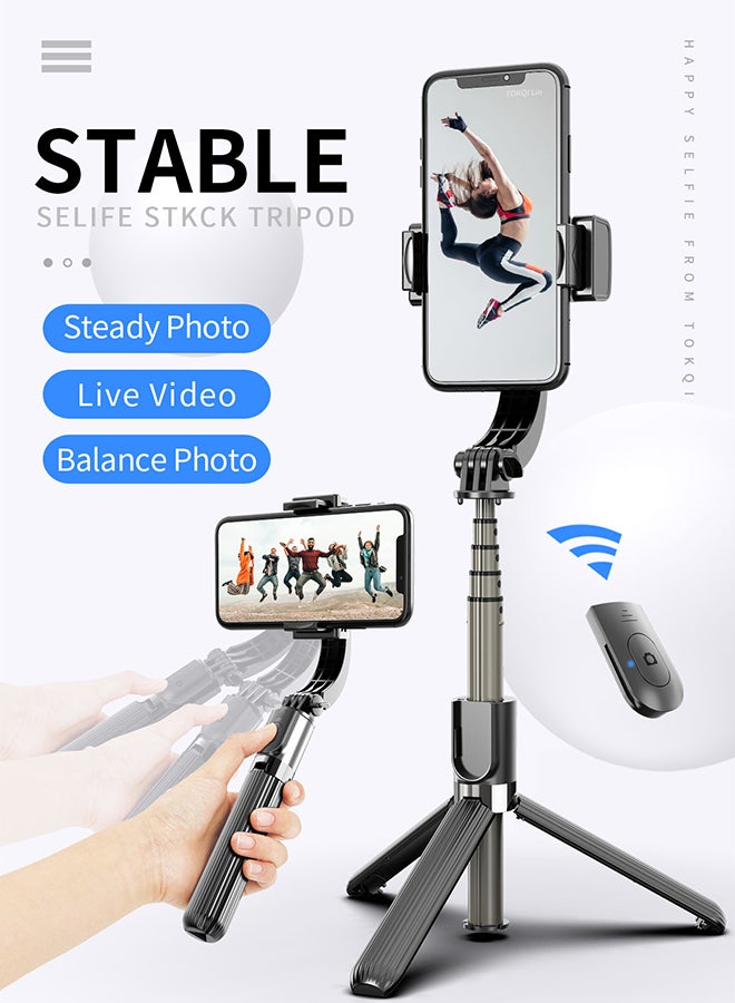 120.0 mAh Wireless Selfie Stick Gimbal stabilizer Tripod Black