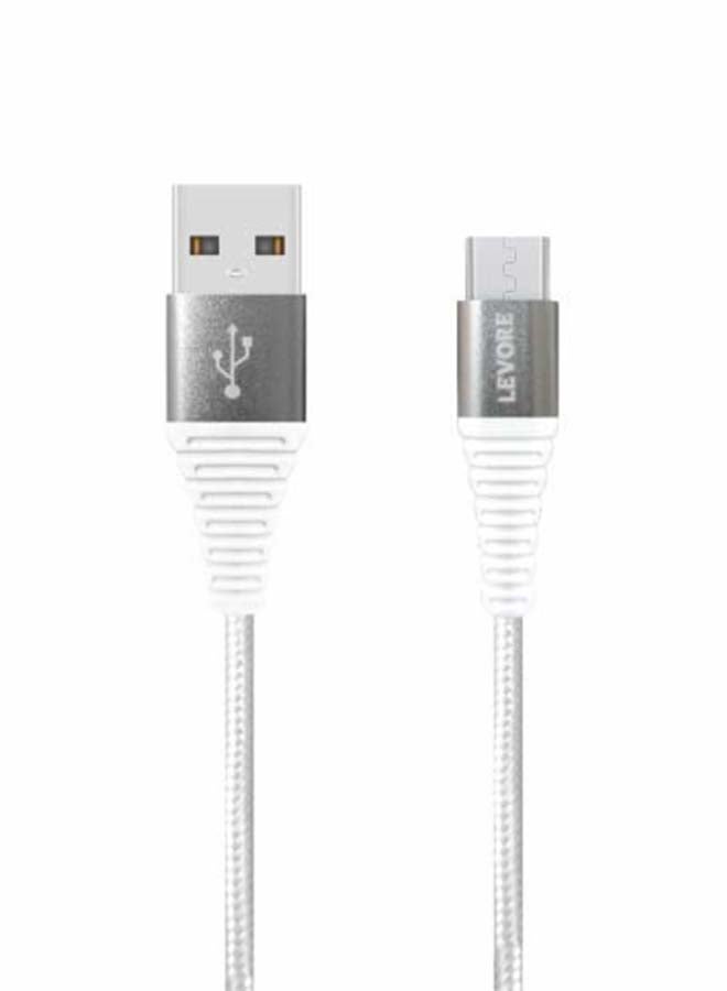 1M Nylon Braided UAB A to Micro USB Cable White