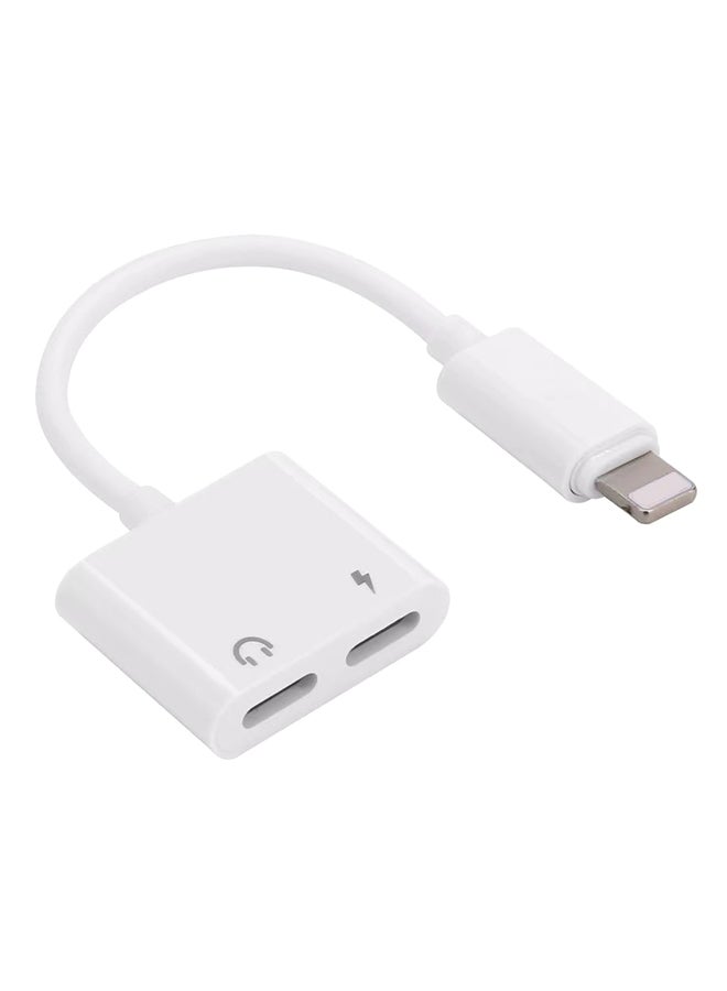 2-In-1 Audio And Charging Adapter White