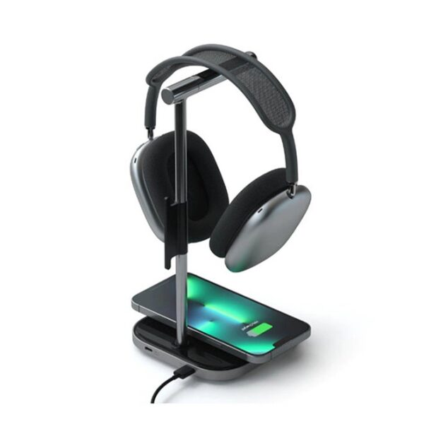 2-In-1 Headphone Stand With Wireless Charger - Stores And Charges Headphones