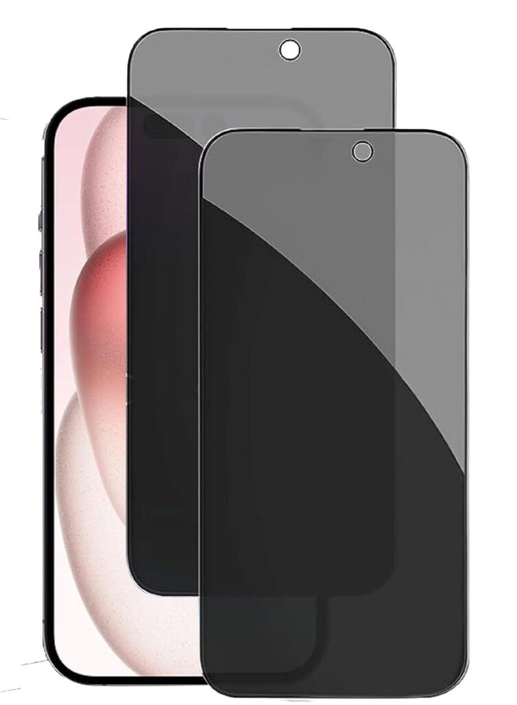 (2 Pack) Case Privacy Screen Protector for iPhone 15 2023 9H Anti Spy Dark Tempered Glass Screen Film Guard for iPhone 15 6.1 Inch 2023 Case Friendly Bubble Free