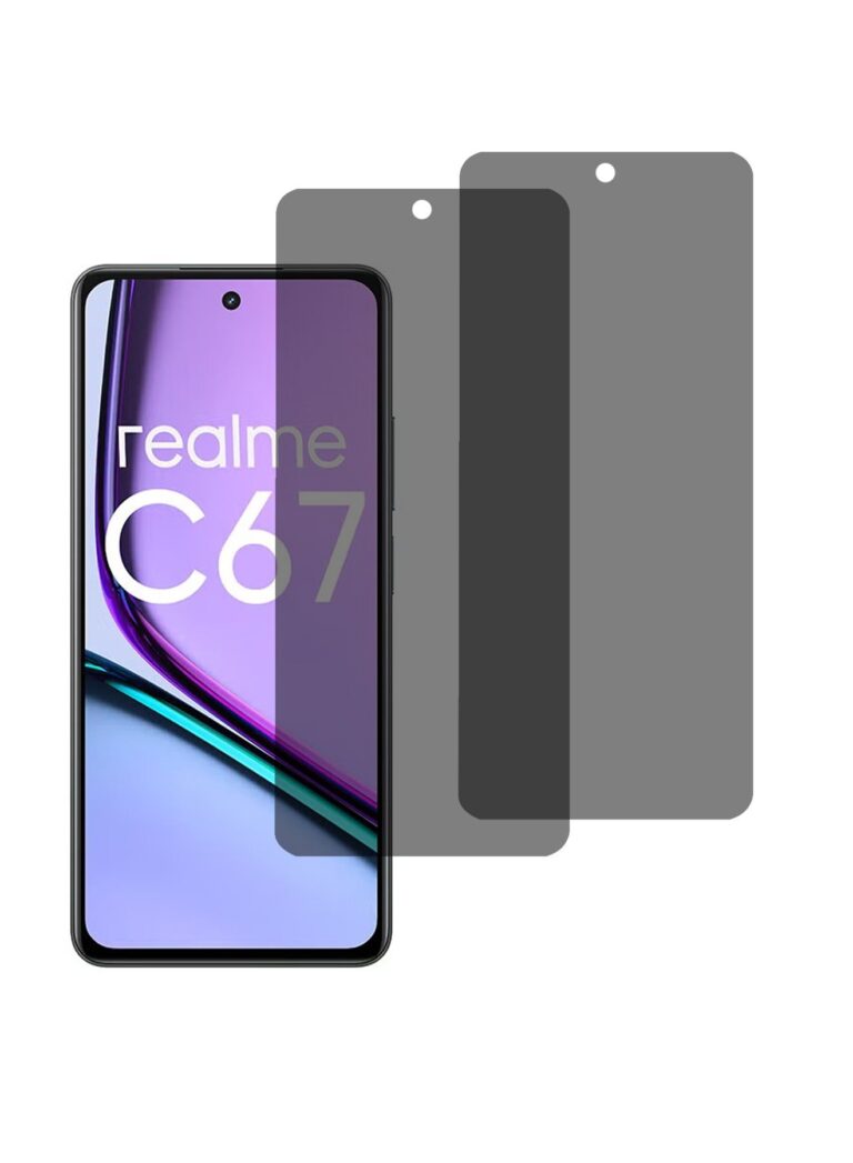 2 Pack Realme C67 4G Privacy Screen Protector with Easy Install Anti-Scratch Glass 9H Hardness