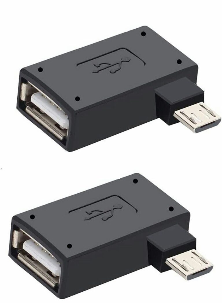 2 in 1 Powered Micro to USB OTG Adapter 90 Degree Right Angled for Fire Stick Host Devices Android Smart Phone or Tablet