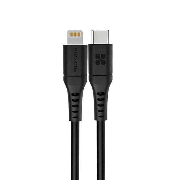 20W Power Delivery Fast Charging Lightning Cable 2M Black