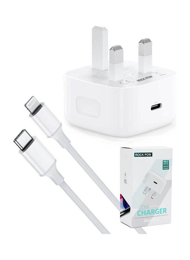 20W Type C Fast Charger with 1m Type C Lightning Cable PD Power Compatible with iPhone 12 Pro Max/12 Mini/SE 2020/11/XS/XR/X/8