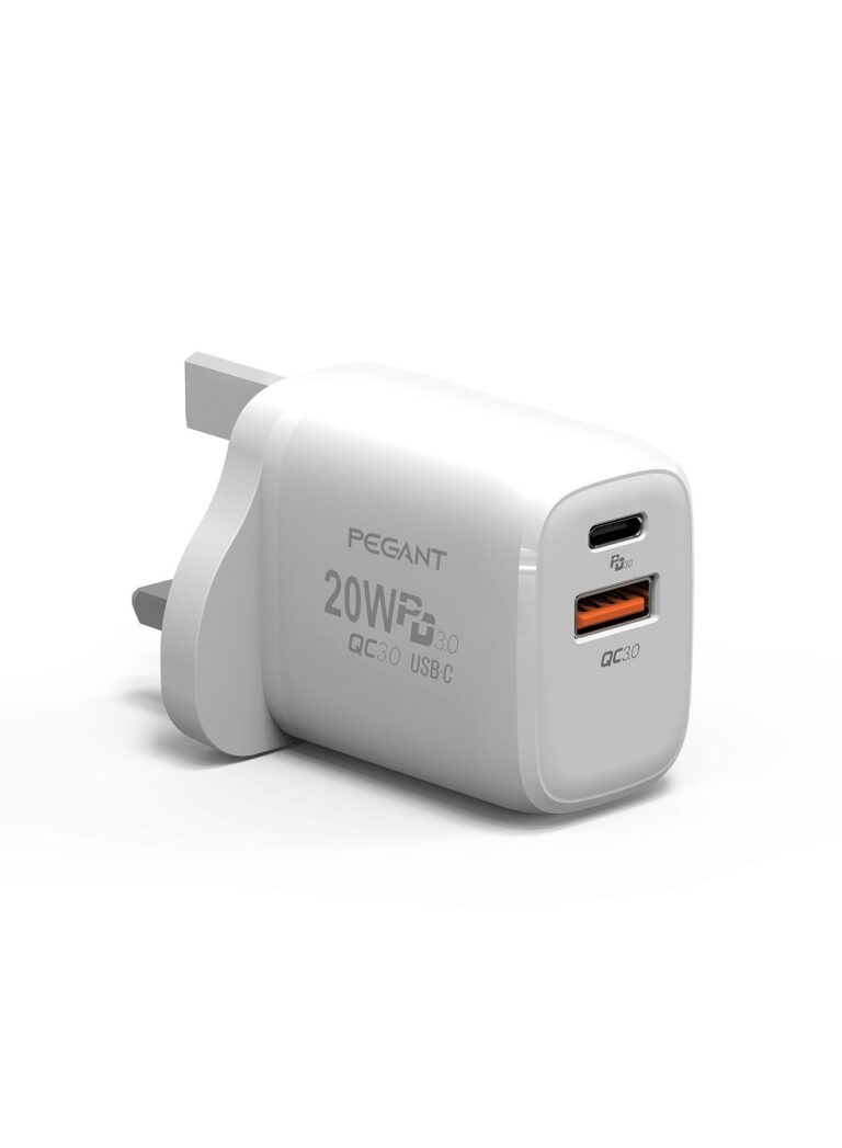 20W USB C PD Fast Charger with 2 ports PD and QC3.0 UK Plug