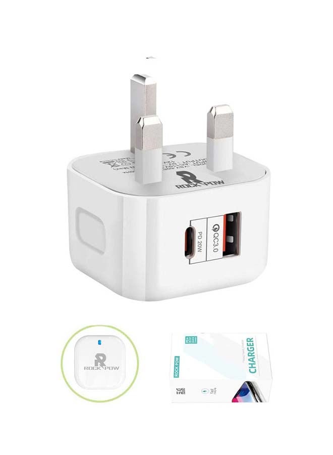 20W USB Type C Fast Charger for iphone13 PD Dual Port Power Delivery 3.0 Adapter Plug white