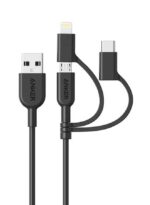 3-In-1 Power Line II Data Cable 3ft Black