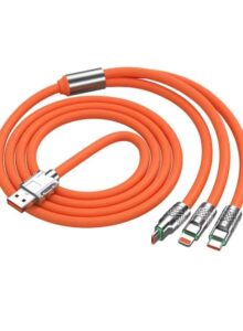 3 in 1 Metal USB Protection Charge Cable Fast Charging Data Cable For Micro Type-C Silicone Quickly Charger 120W