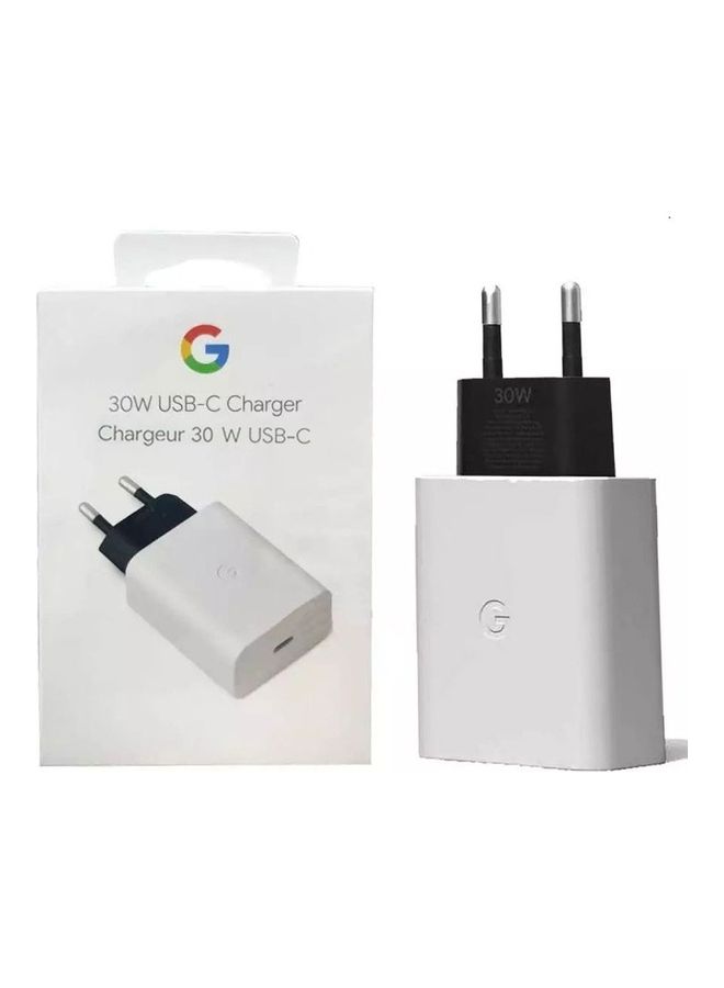 30W USB C Fast 2 Pins Charger White