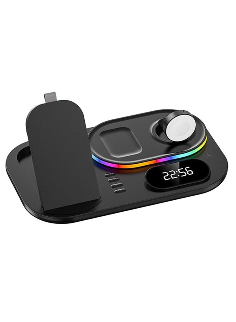 4 in 1 Wireless Charger With RGB LED Light And Clock For Apple iPhone 14/13/12 Series iWatch /Apple AirPods/Pro Samsung