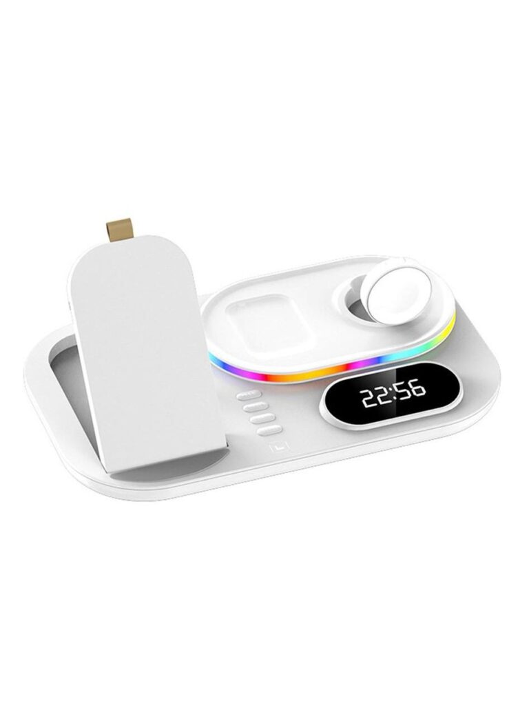 4 in 1 Wireless Charger With RGB LED Light And Clock For Apple iPhone 14/13/12 Series iWatch /Apple AirPods/Pro Samsung