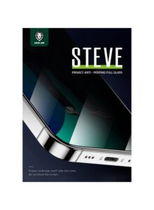 9H Steve Privacy Full Glass Screen Protector for iPhone 13 Pro Max/14 Plus 6.7" -Black