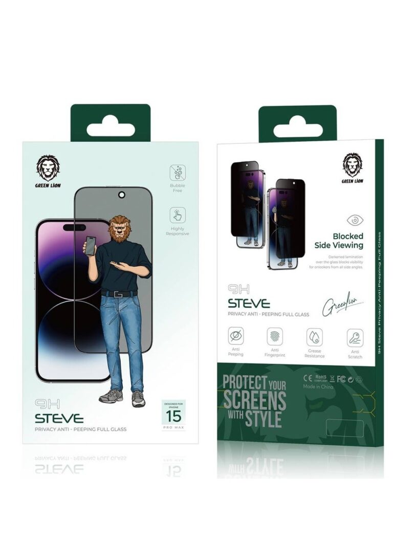 9H Steve Privacy Screen Protector for iPhone 15 Pro Max - Black