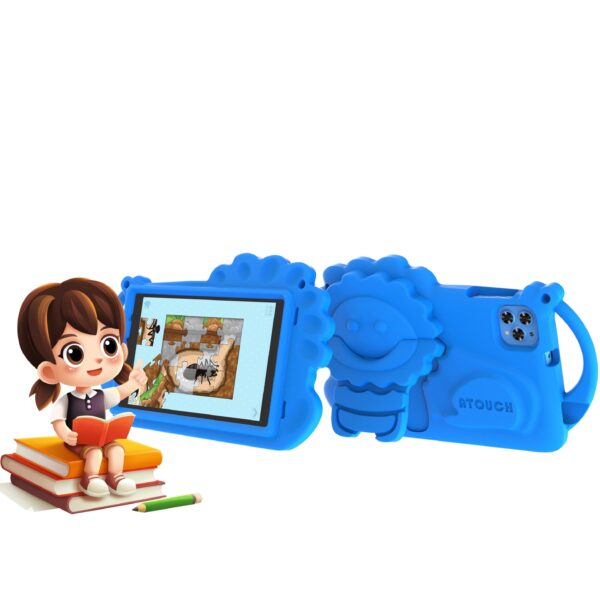 ATOUCH Android Kids Tablet Early Education 8Inch Toddler Tab Bluetooth WiFi Dual Sim Parental Control Mode  Dual Camera EVA Case With Built-In Stand