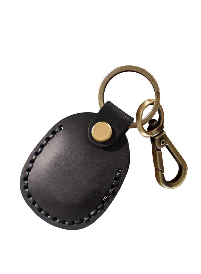 Airtag Leather Case Cover Portable Handmade Genuine Leather AirTag Tracker Holder with Keychain Protective Case Cover Compatible for AirTag 2021