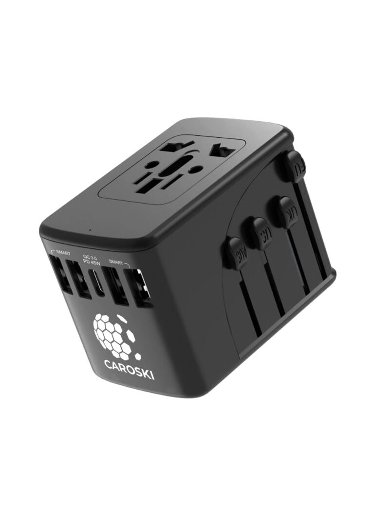 CAROSKI Universal Travel Adapter Power Charger 5.4A with Type-C PD 45W Quick Charging Adaptor