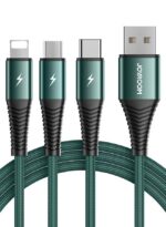 Fast Charging Braided 3 In 1 USB Cable Green