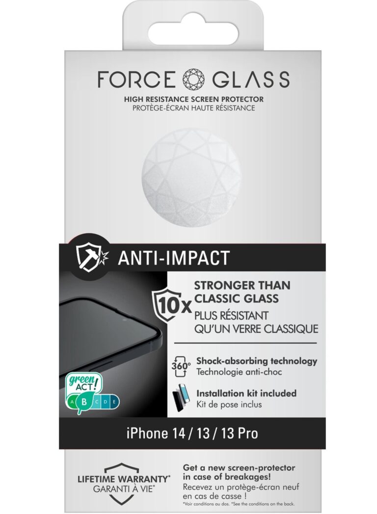 Force Glass iPhone 13 / 13 Pro / 14 3D Anti Impact Screen Protector Lifetime Warranty