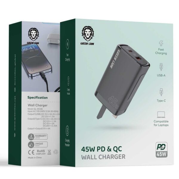 Green Lion PD+QC3.0(One-way solution) 45W Black/Orange