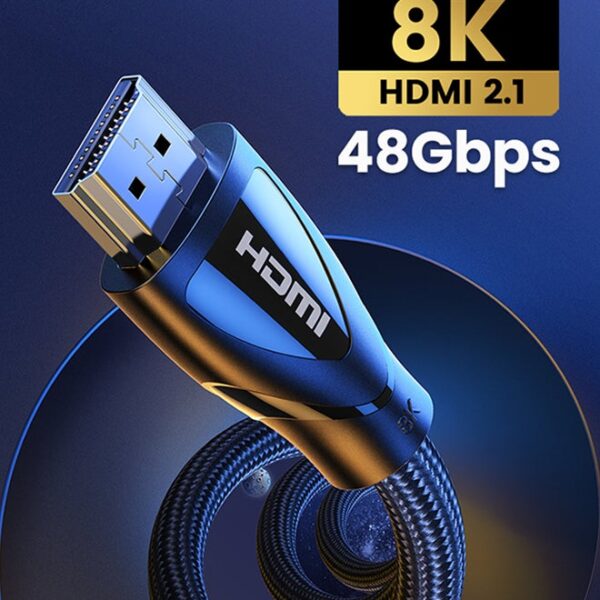 HDMI Cable 8K HDMI 2.1 Cord Ultra High Speed 48Gbps 8K@60Hz HDMI Braided Cord Dynamic HDR Dolby Vision eARC Compatible with MacBook Pro 2021 Switch PS5 PS4 Xbox Roku UHD TV Blu-ray Projector-2M black