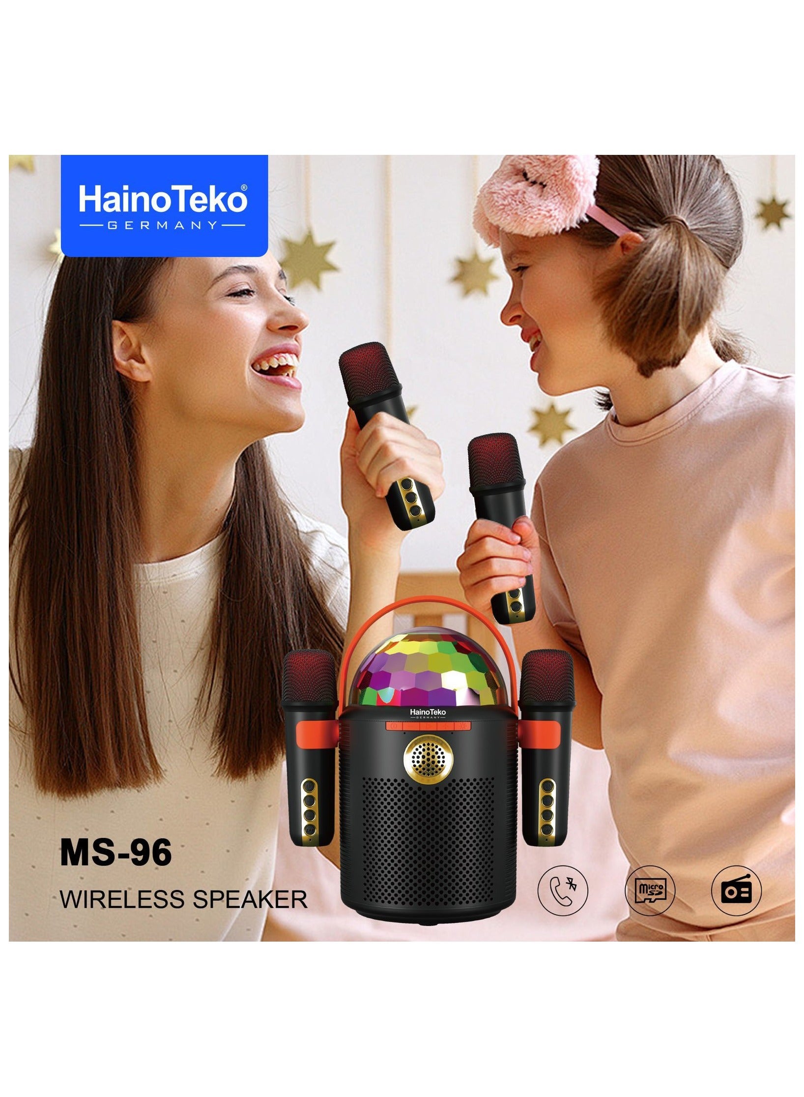 Haino teko MS-96 bluetooth speaker with DJ laser light and mic