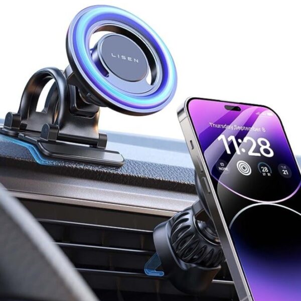 Lisen 2 in 1 MagSafe Car Mount for iPhone and Android phone Dashboard & Air Vent Base