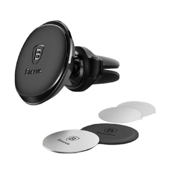 Magnetic Air Vent Car Mount Holder With Cable Clip Black