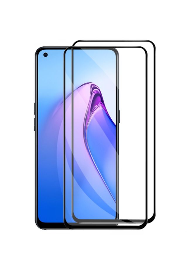 Pack Of 2 for Oppo Reno8 Z 5G Screen Protector 9H Hardness Full Coverage Screen Guard HD Ultra-thin Tempered Glass Screen Protector- Black