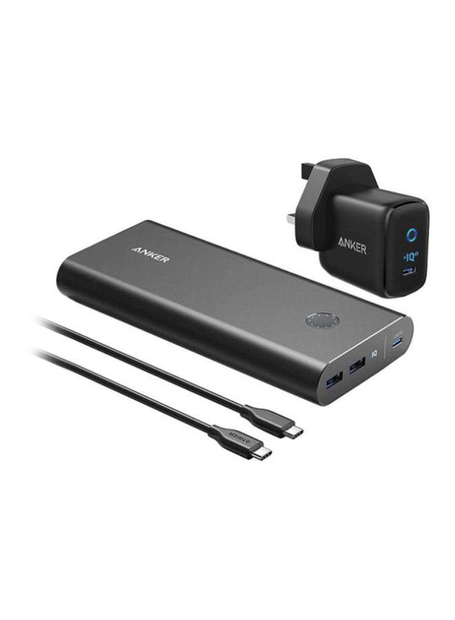 PowerCore Plus Powerbank With Powerport III Mini Wall Charger Adapter Black