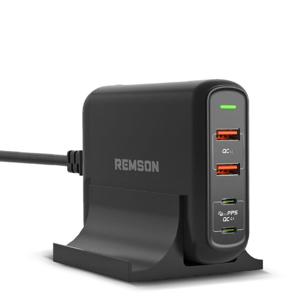 Remson 150W Turbo Power Station 4-Port Desktop Charger with Dual USB-C Power Delivery 3.0 PPS QC 4+ & Dual USB 3.0 Fast Charging Station Compatible with iPad