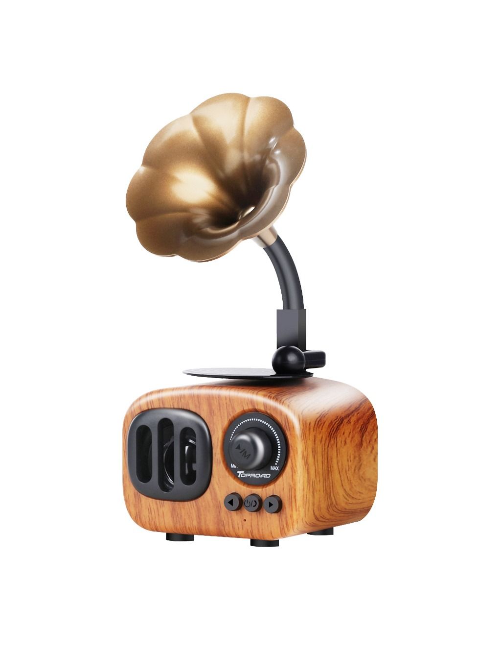 Retro Gramophone Speaker B7 Trumpet Style Stereo Subwoofer Music player Box Wooden phonograph Speakers Support AUX FM TF