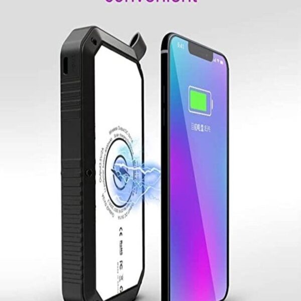 Solar Power Bank 40000mAh with Wireless Charger LED Light.